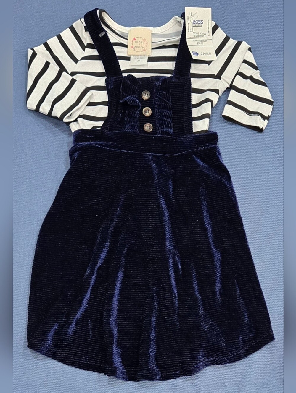 NWT Toddler Velour Jumper Dress Outfit - 2T